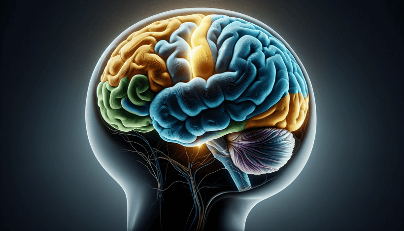 Illustration of a brain with highlighted executive function skills