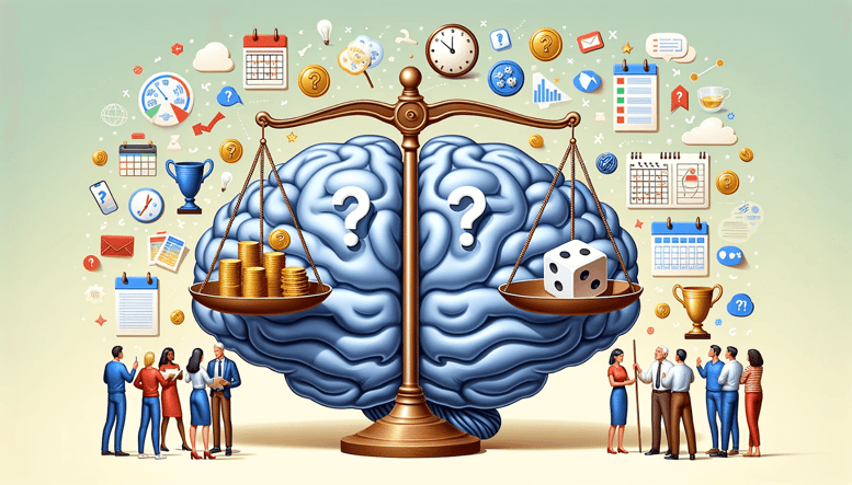 Illustration of a large scale-balancing on a brain's surface.